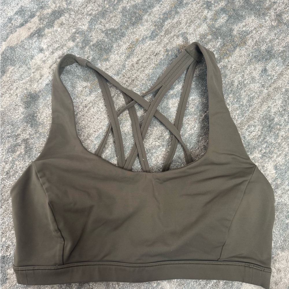 LULU LEMON Olive Green Strappy Sports Bra size 4